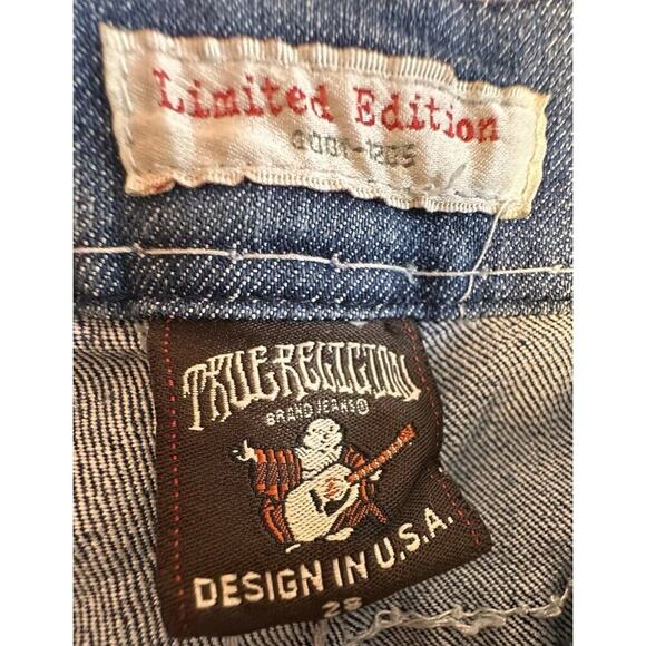 True Religion World‎ Tour USA Limited Edition Y2K Jeans Women Sz 28 Raw Cuff Hem - Picture 9 of 16